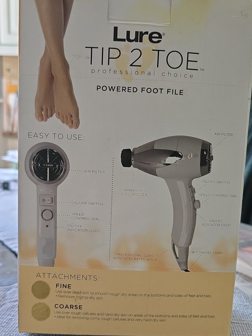 Lure TIP 2 TOE Powered Foot File - Silver